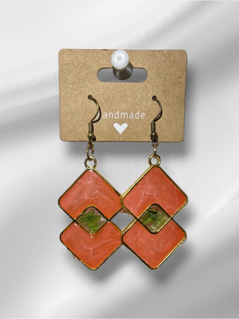 Handmade Orange Geometric Earrings